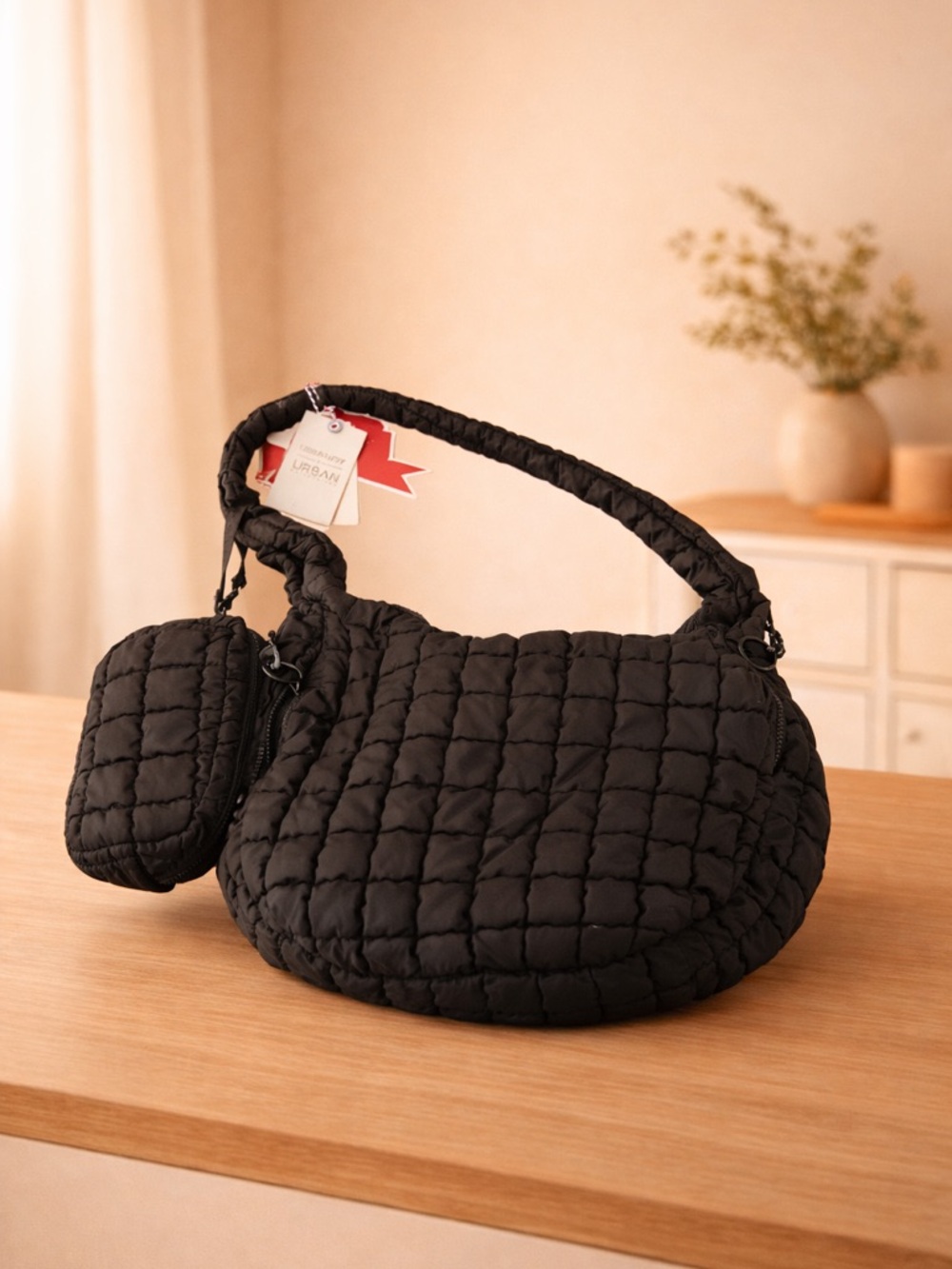 Urban Fit by Urban Expressions Quilted Shoulder Bag with Makeup Pouch, NWT